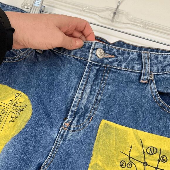 VTG Old Navy Pop Art Jeans Sz 12 – Y2K Graffiti Straight Leg Holiday 2001 - Picture 8 of 10